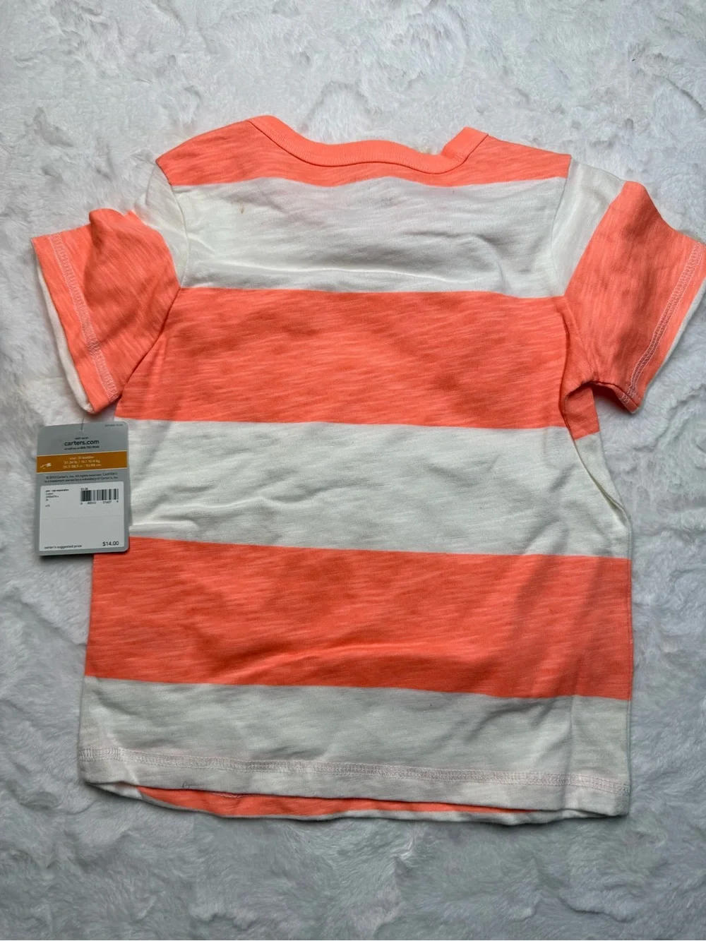 Carter's Coral and White Striped Short Sleeve Tee